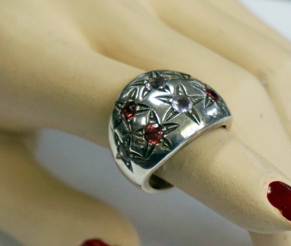 STERLING SILVER RING With Stars, Wide Band Ring, … - image 7