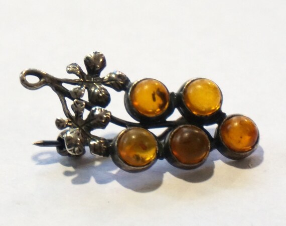AMBER STERLING Brooch, GRAPES On The Vine, Gift f… - image 6