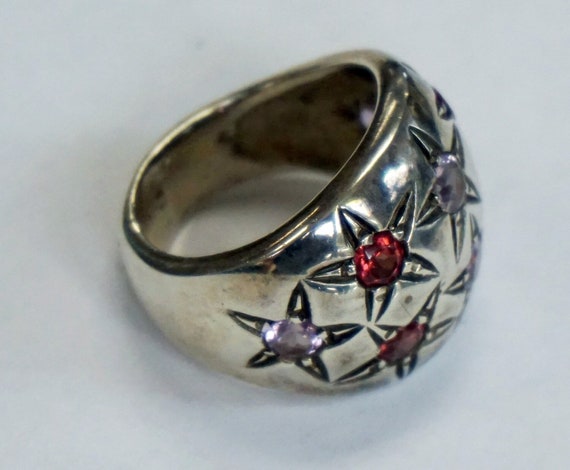 STERLING SILVER RING With Stars, Wide Band Ring, … - image 1