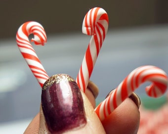 Miniature Candy Canes, Kawaii Christmas Craft, Dollhouse Food