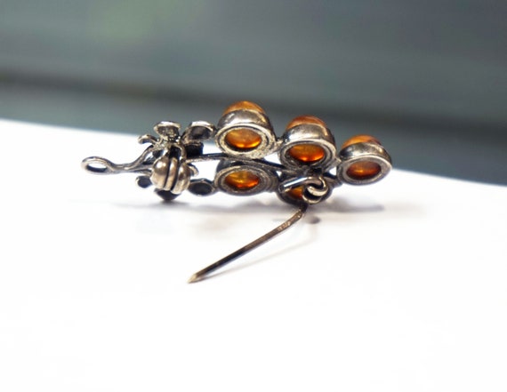 AMBER STERLING Brooch, GRAPES On The Vine, Gift f… - image 9
