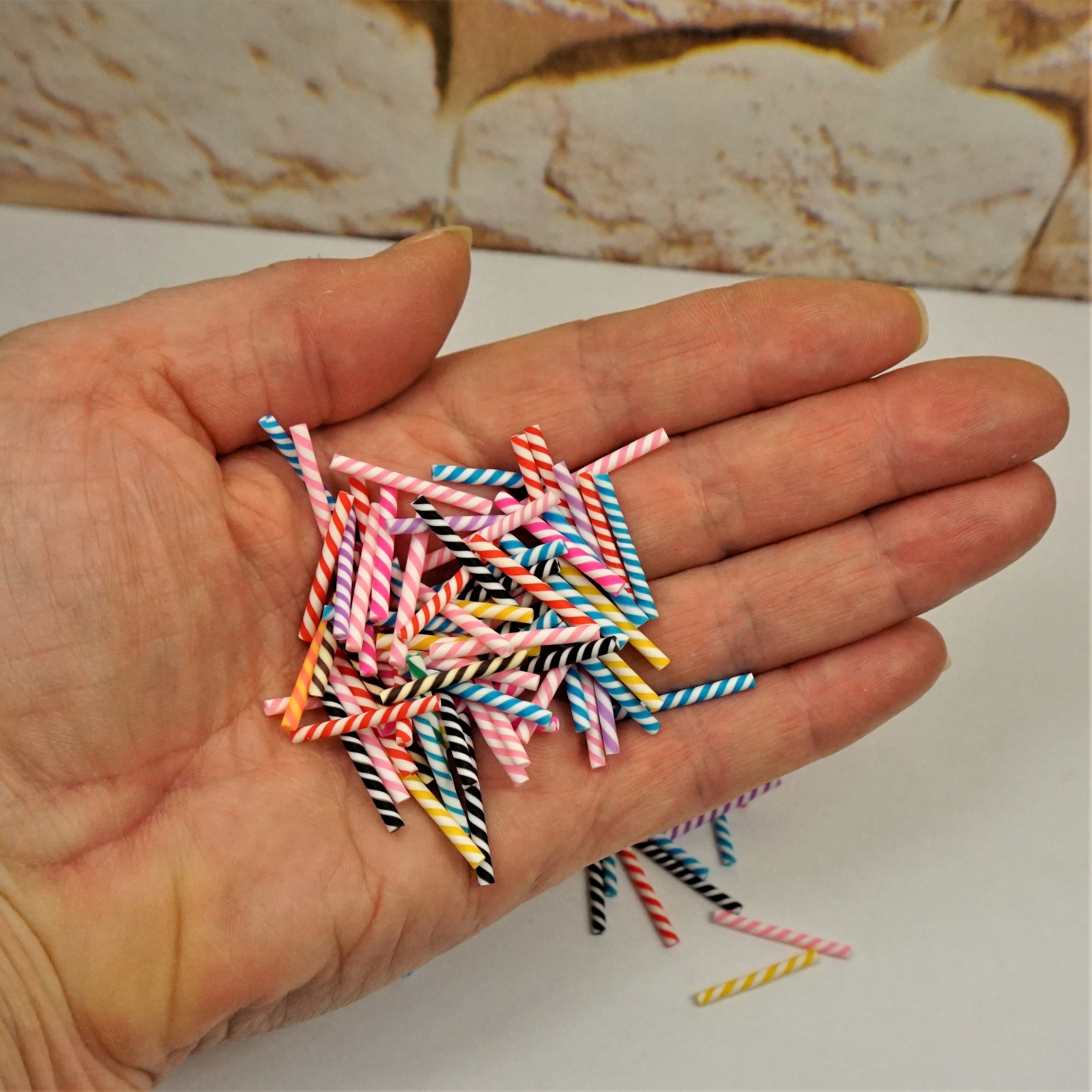 Mini TWISTED CANDY STICKS Cabochons Slime Charms Multicolor 