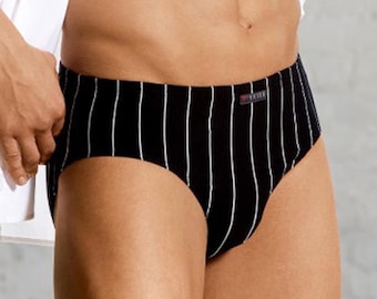 Striped Black Bikini Briefs - European Men's Underwear - New Old Stock - Father's Day Gift