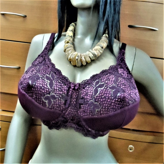 BIG BUST Full Coverage Underwire Plum BRA, Cotton Lined European Purple  Lace Bra, New Old Stock, Holiday Gift for Her, Gift for Girlfriend -   Hong Kong