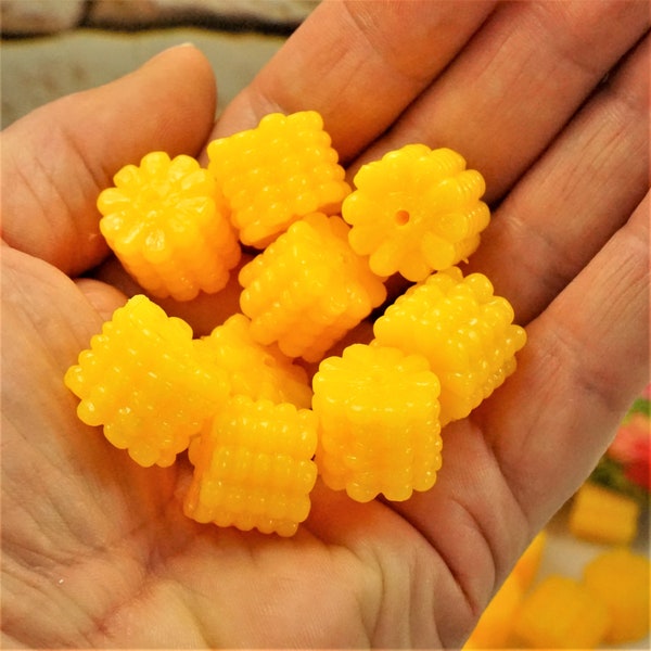 MINI CORN PIECES, Squeezable Cabochons, Dollhouse Food, Soft Corn Beads For Jewelry Creations, Small Gift Idea For Kids, Diy Corn Charms