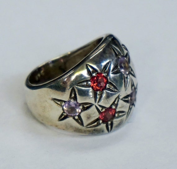 STERLING SILVER RING With Stars, Wide Band Ring, … - image 3