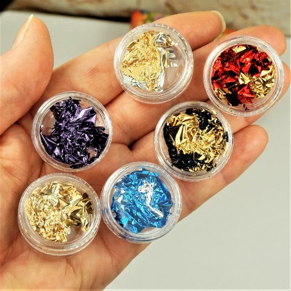 FOIL FLAKES for NAILS Gift Set of 6 Assorted Foils Ready to 