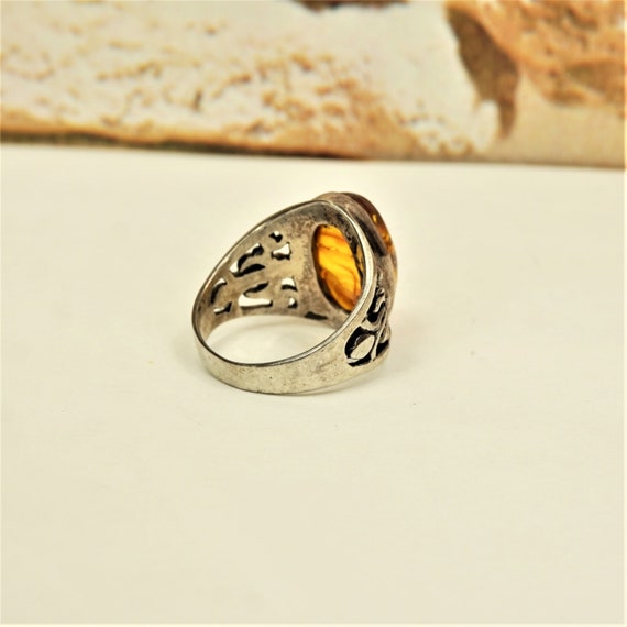 UNIQUE AMBER RING 5.75, 925 Sterling Silver, Fili… - image 6