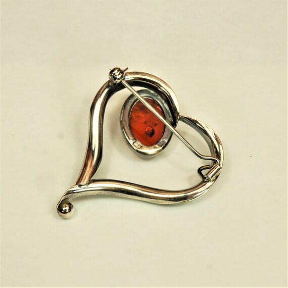 HEART AMBER BROOCH Amber 925 silver pin Best Chri… - image 7