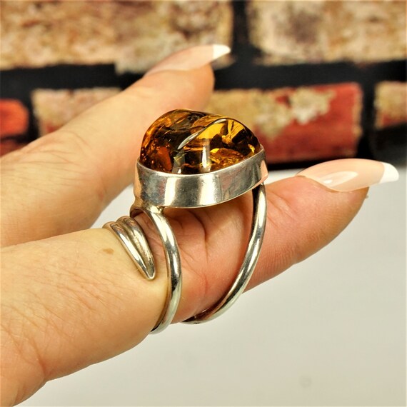 Large Raw Baltic Amber Sterling Silver Adjustable… - image 8