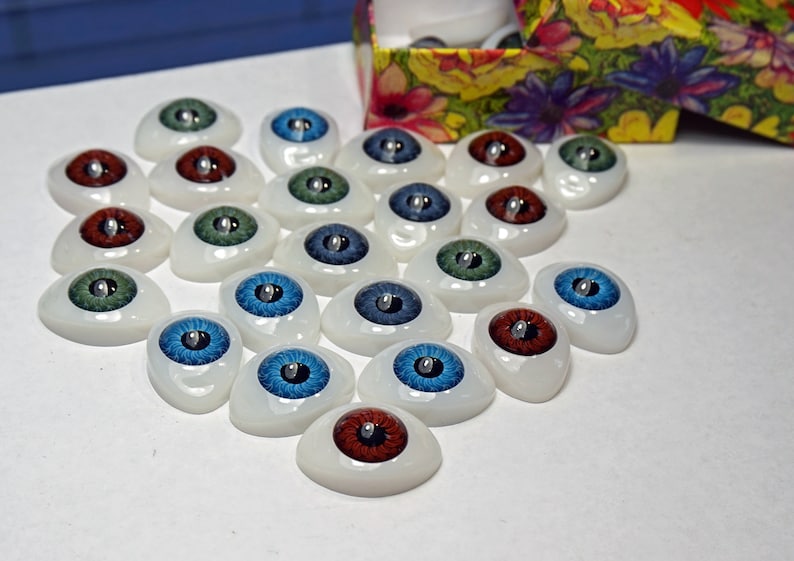 BIG EYES For CRAFT 1 4 Colors Oval Eyes For Dolls Flatback Resin Eyeballs Dolls Modeling Eyes Holiday Gift For Kids Small Gift Idea In Box image 6