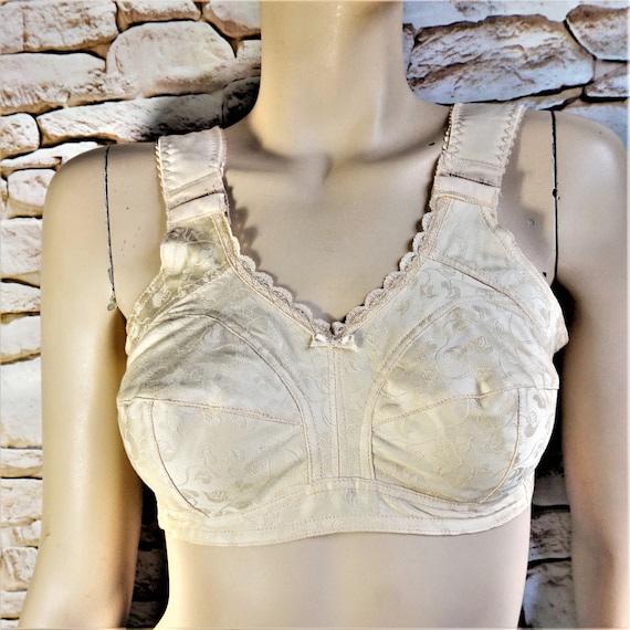 PURE COTTON Retro Bra With Wide Straps, Custom Made in USSR Damask