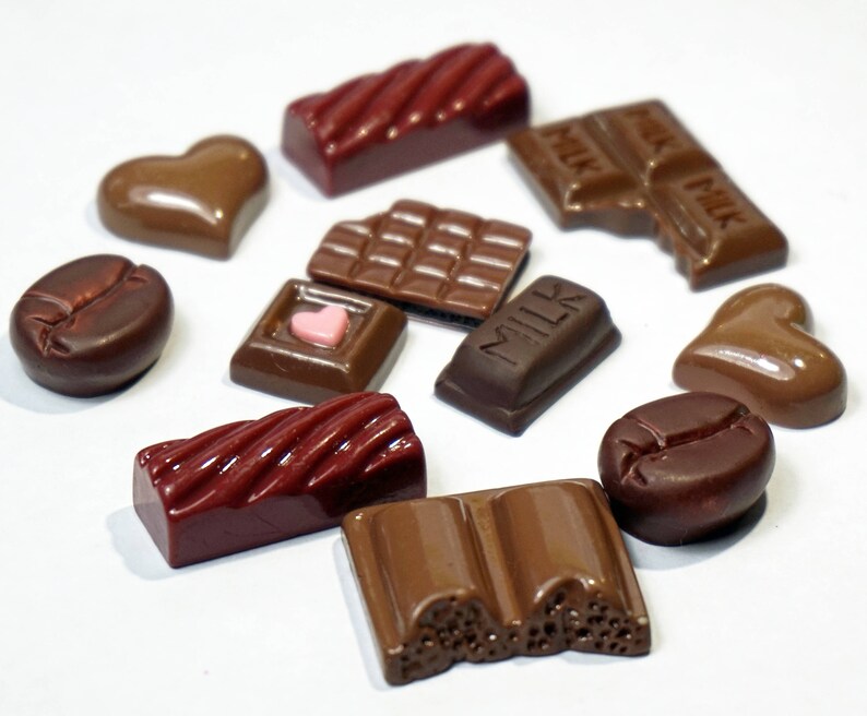 CHOCOLATE PIECES For CRAFT 11 Resin Chocolate Flatback Etsy