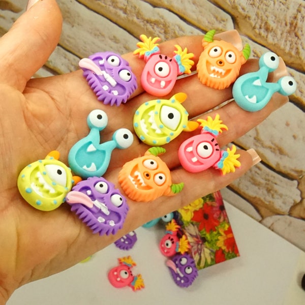 CUTE FUNNY MONSTERS For Halloween craft, Mini embellishments, Party favors, Monster ornaments, Halloween gift idea, Small gift for kids