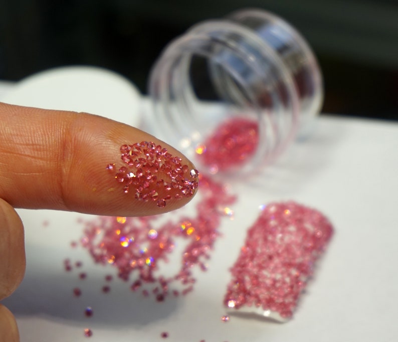 Pink nail crystals.