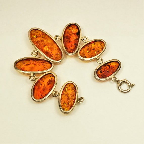 HEAVY AMBER BRACELET with Stamped 925 Silver, Lin… - image 9