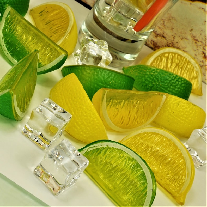 LIFELIKE CITRUS WEDGES Crafting Pieces Lime Wedges Lemon Etsy