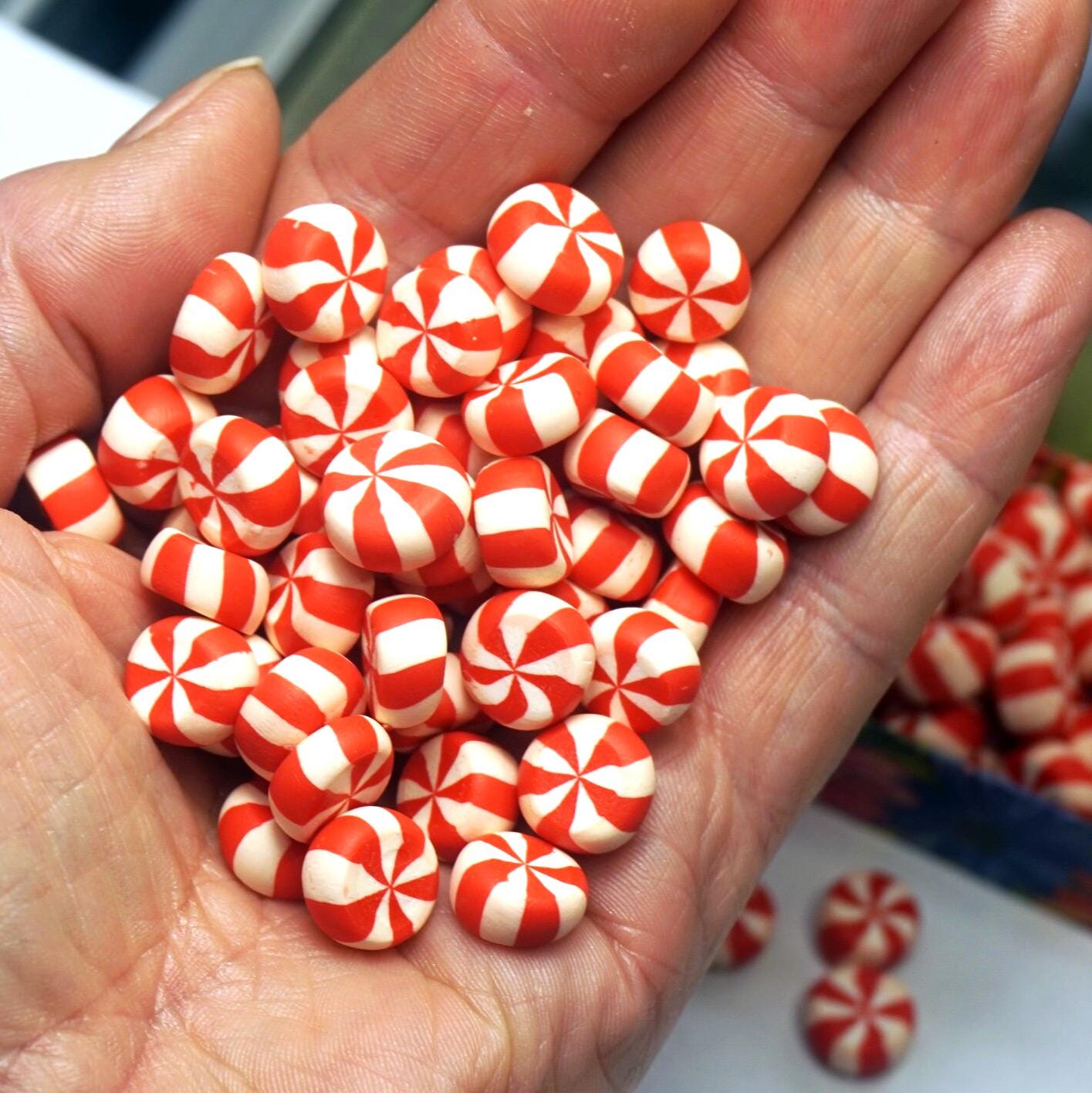 Clay Peppermint Mini Candies: 3/8