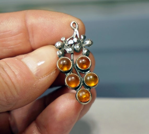 AMBER STERLING Brooch, GRAPES On The Vine, Gift f… - image 3