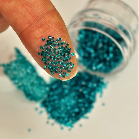 PEACOCK Blue PREMIUM CRYSTALS, Non Hotfix Nail Crystals, Micro Zircon Rhinestones  Nail Charms, 1000 Crystals Jar, Small Gift Ideas for Her 