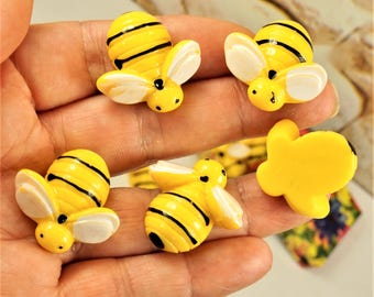 Resin Honey Bees Flatback Cabochons, DIY Crafting Embellishment Pieces