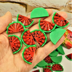 WATERMELON SLICES Flat Back Cabochons, DIY Gift Idea For Kids, Small Gift In Box, Resin Watermelon Pieces