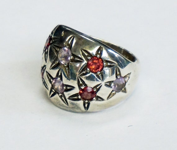 STERLING SILVER RING With Stars, Wide Band Ring, … - image 2