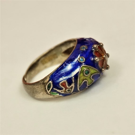 CHINESE EXPORT ENAMEL Sterling Ring With Fish - image 6