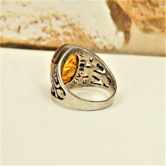 UNIQUE AMBER RING 5.75, 925 Sterling Silver, Fili… - image 3