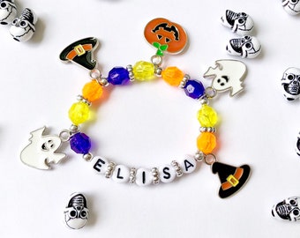 Halloween bracelet for girls, Halloween charm bracelet, No candy Halloween gift, Classmates Halloween favors, Halloween jewelry for kids