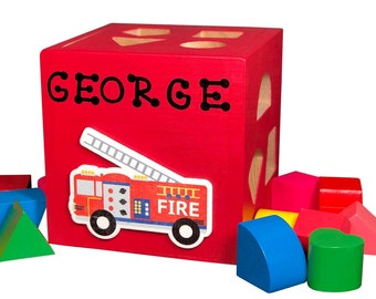 Educational baby toys, eco friendly toys, gift idea for firefighters baby, firetruck toy, wooden firetruck, Montessori baby toys, fire truck