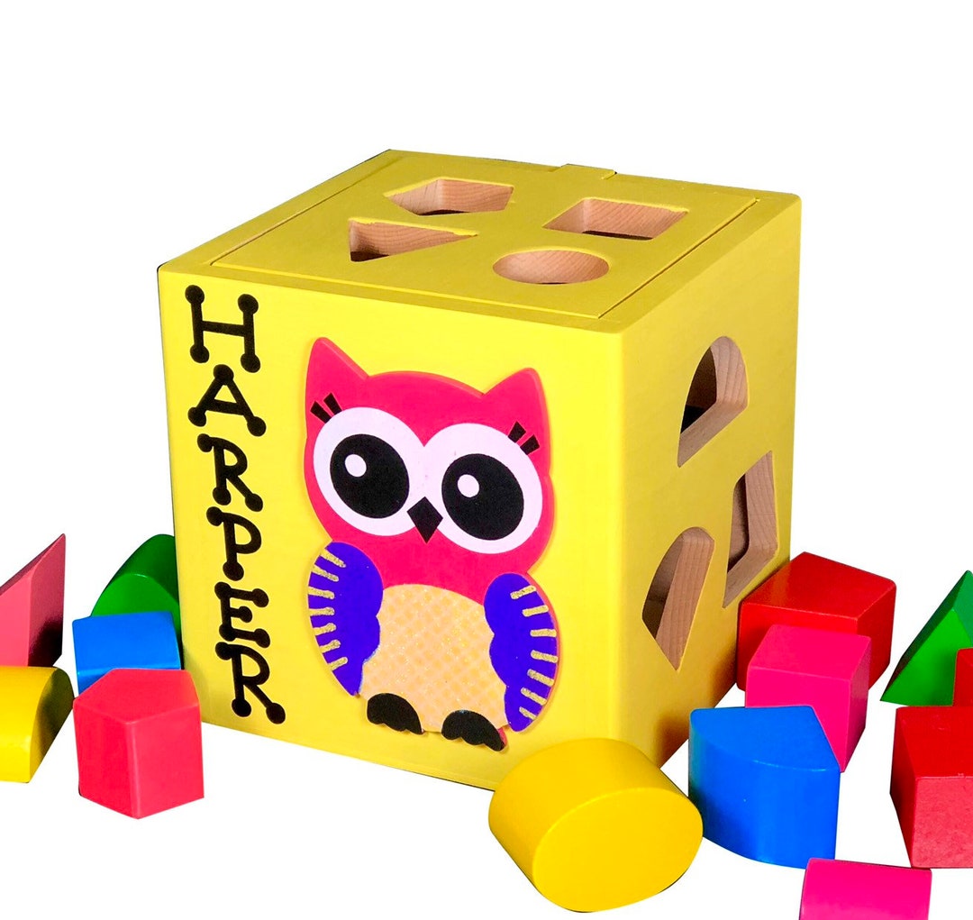 Personalized Baby Toy 1st Birthday Toy Gift Wooden Shape Sorter