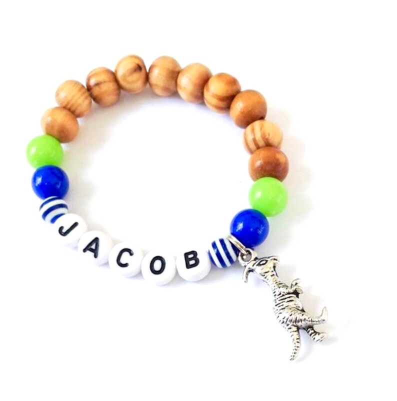 Dinosaur Bracelet Boys Toddler Boy Jewelry Woo Beaded Bracelet Etsy