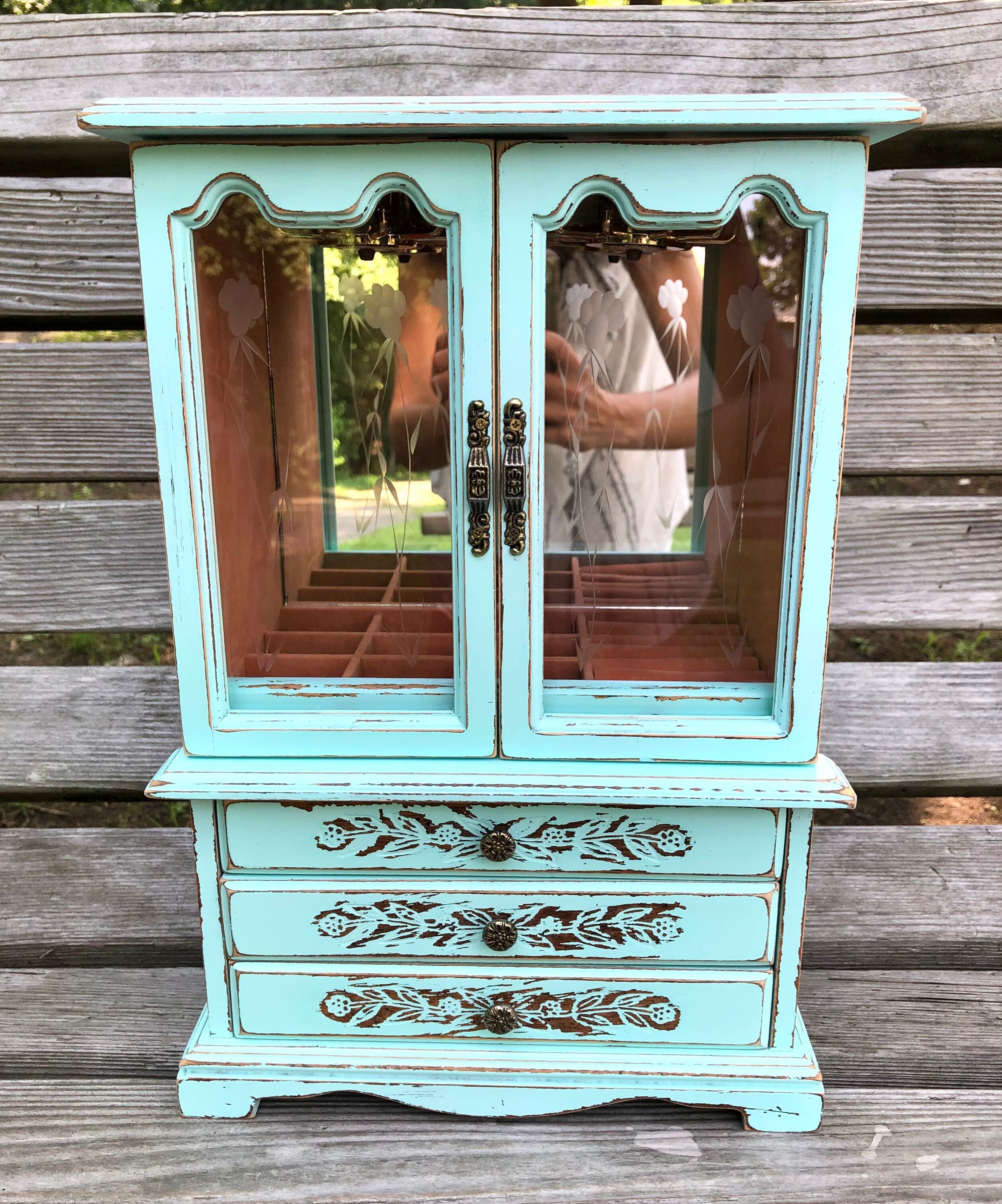 Rustic jewelry box mint Large repurposed jewelry organizer Etsy