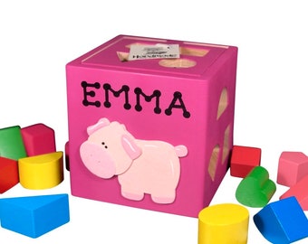 Pink shape sorter box for baby girls educational Montessori toys toddler girl popular toys  pig wooden toy for baby farm nursery theme decor