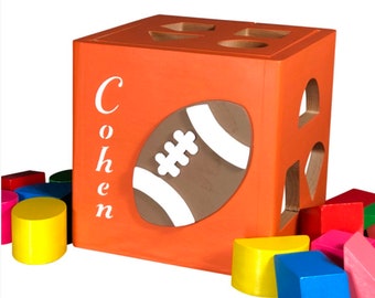 Educational baby toy shape sorter personalized eco friendly toy shape sorting cube cream football colors and shapes educational toy sorting