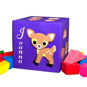 Pink shape sorting cube, gift for a one year old baby girl, educational toys, Montessori toys, baby toys, unicorn baby gift, color sorting image 7