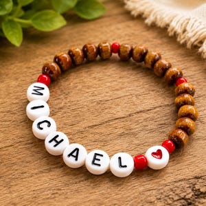 Personalized Wooden Name Bracelet for Kids | Custom Name Bracelet | Handmade Toddler Bracelet | Wooden Bead Bracelet | Birthday Gift for Boy