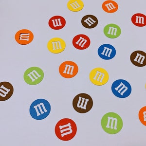 Colorful M and M Confetti, Birthday Celebration Confetti, Candy Party Decor, Table Decoration, Candy-Themed Event, 150 pieces