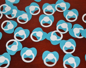 Blue Pacifier Confetti / Baby Shower Decor / Table Scatter / Gender Reveal / Pregnancy Announement / 50 pieces / Binky / Soother