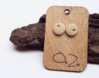 Handmade ceramic OOAK round stud earrings - Textured earrings