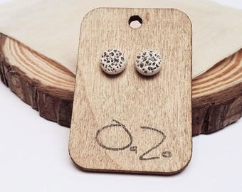 Handmade ceramic OOAK round stud earrings - Textured earrings