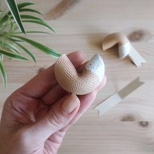 Handmade ceramic fortune cookies | Small beige textured sculpture ornaments | Set of 2 | READY TO SHIP