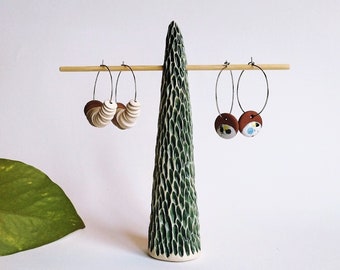 Handmade earrings ring cone | Organic green earrings ring holder display | Elegant unique jewelry earrings ring tree display | READY to SHIP