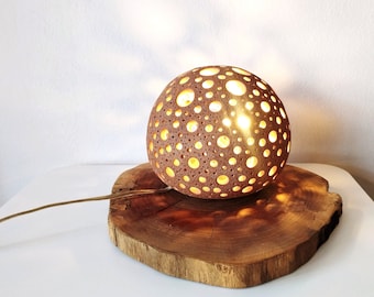 Ceramic lamp | Hand sculpted terracotta pierced organic light | Beautiful natural textured unique lamp | Inspired by nature | READY TO SHIP