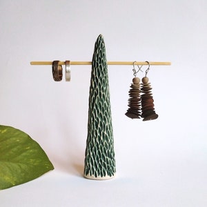 Handmade earrings ring cone Organic green earrings ring holder display Elegant unique jewelry earrings ring tree display READY to SHIP image 2