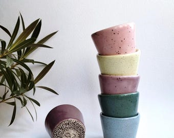 Handmade Speckled Ceramic Espresso Cups - Set of Two