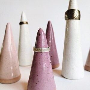 Handmade ceramic ring cones set of 2 Speckled white pink purple ring holder display Elegant unique jewelry tree display READY TO SHIP image 5