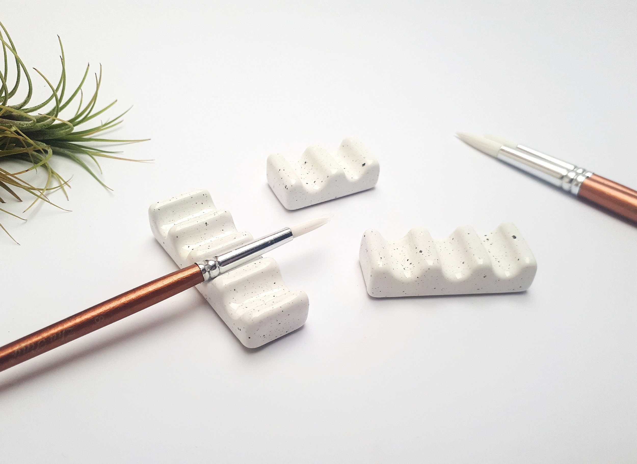 Ceramic Paint Brush Rest SET of 3 Handmade Speckled Brush Etsy
