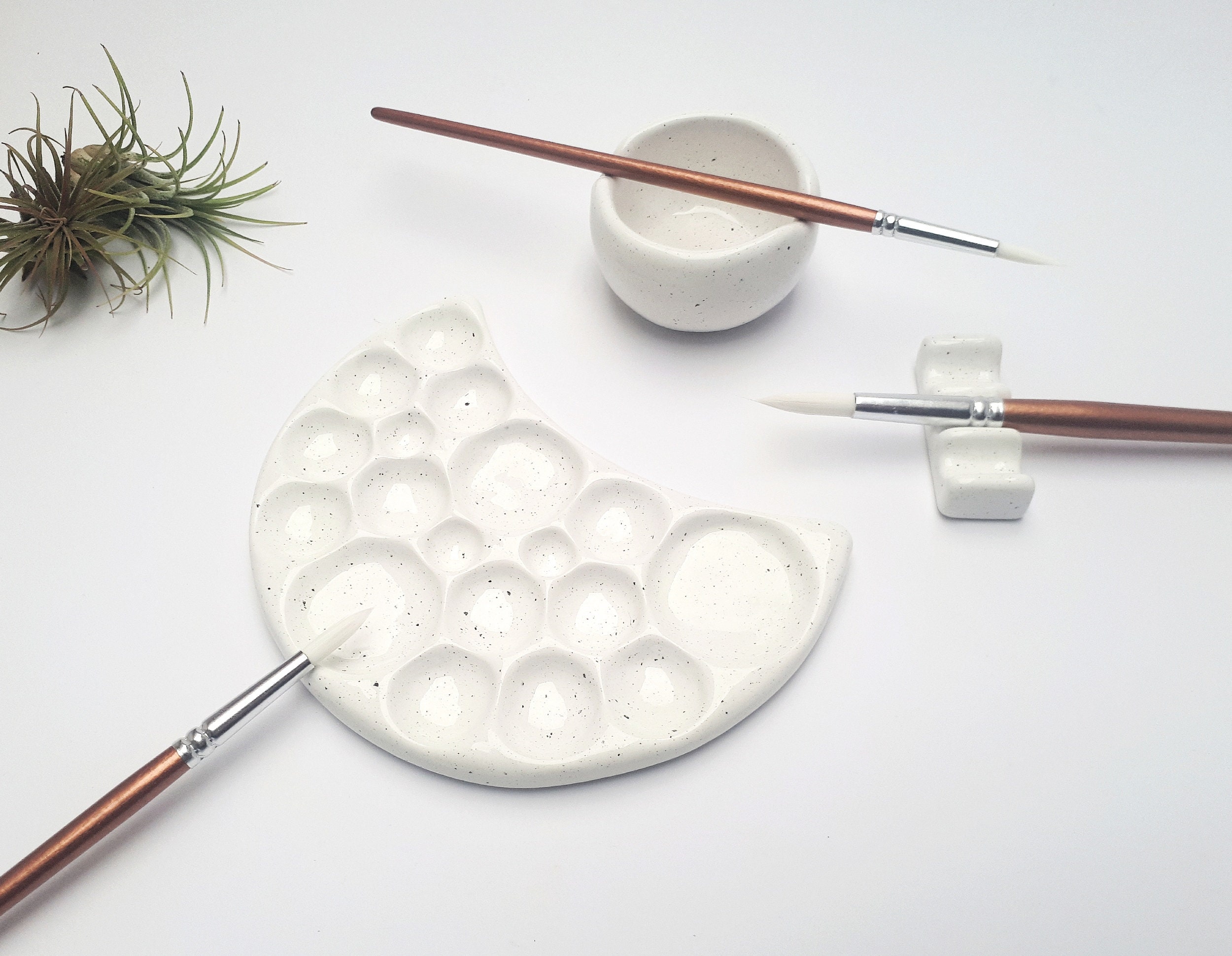 Ceramic Artist Paint Palette Unique Handmade Speckled Moon Etsy